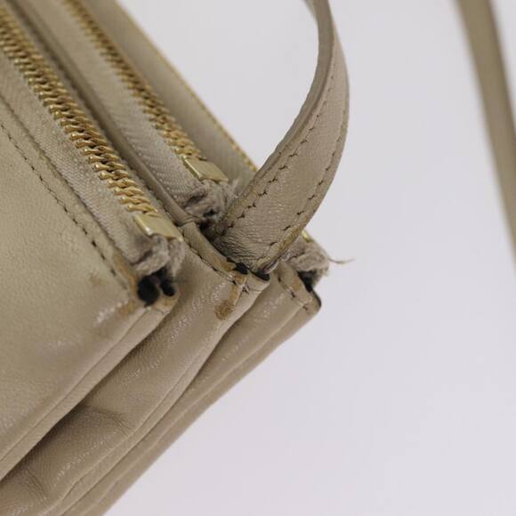 CELINE Trio Shoulder Bag Leather Beige Gold - Picture 9 of 13